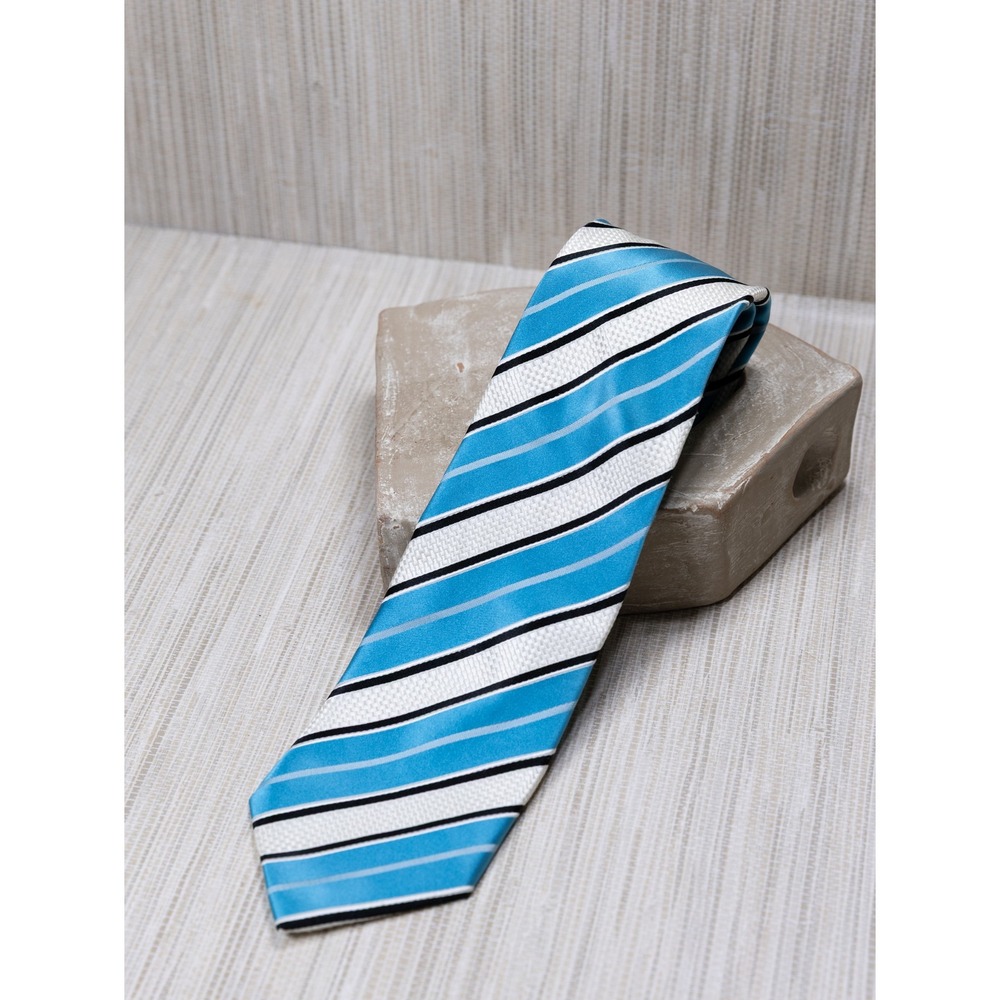 Donald J Trump Signature Collection Silk Blend Striped Tie Blue White Black